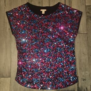Ruby & Bloom Black Sequin Top - Girl's Size 14/16
